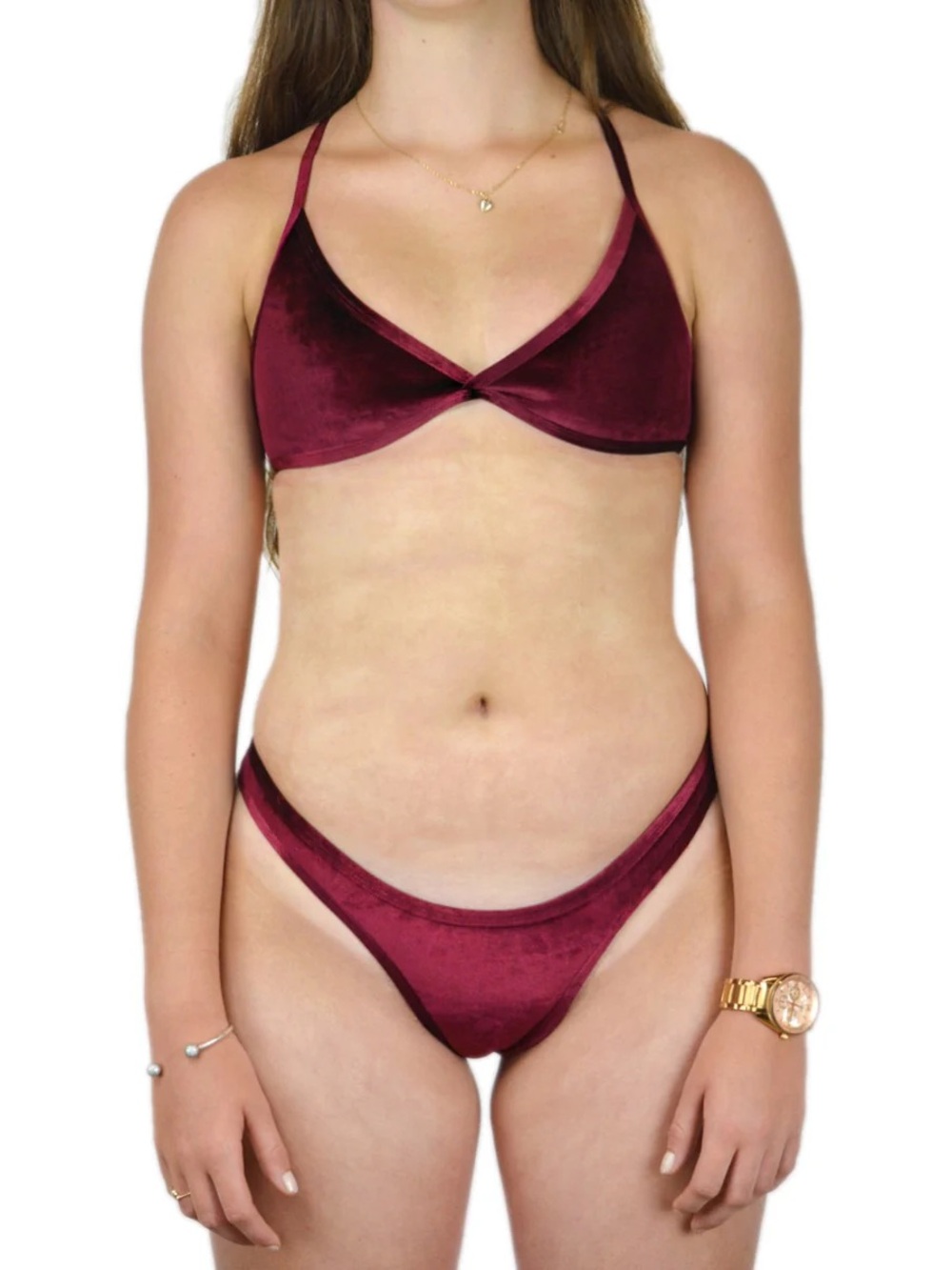 Hoaka Swimwear Val Wine Velvet Cheeky Bikini Bottom